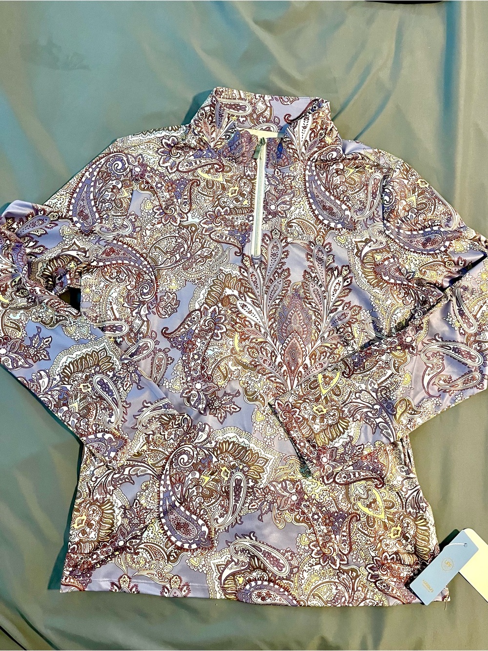 Lavender Paisley Quarter-Zip Pullover Sweatshirt